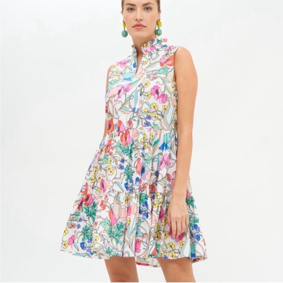 Oliphant Dresses & Skirts - Oliphant Yoke Tiered Dress, Zinnia Multicolored, Size XS